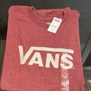 Vans Burgundy Tee with White Logo.